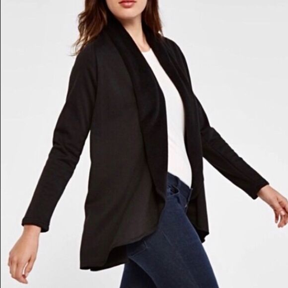 Drew Morrison Cozy Cardigan Fleece Lined Jacket Black shawl collar XS - Picture 2 of 7